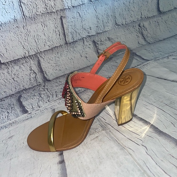 Tory Burch Tanner 100 MM Metallic Jeweled Sandal - Picture 9 of 12